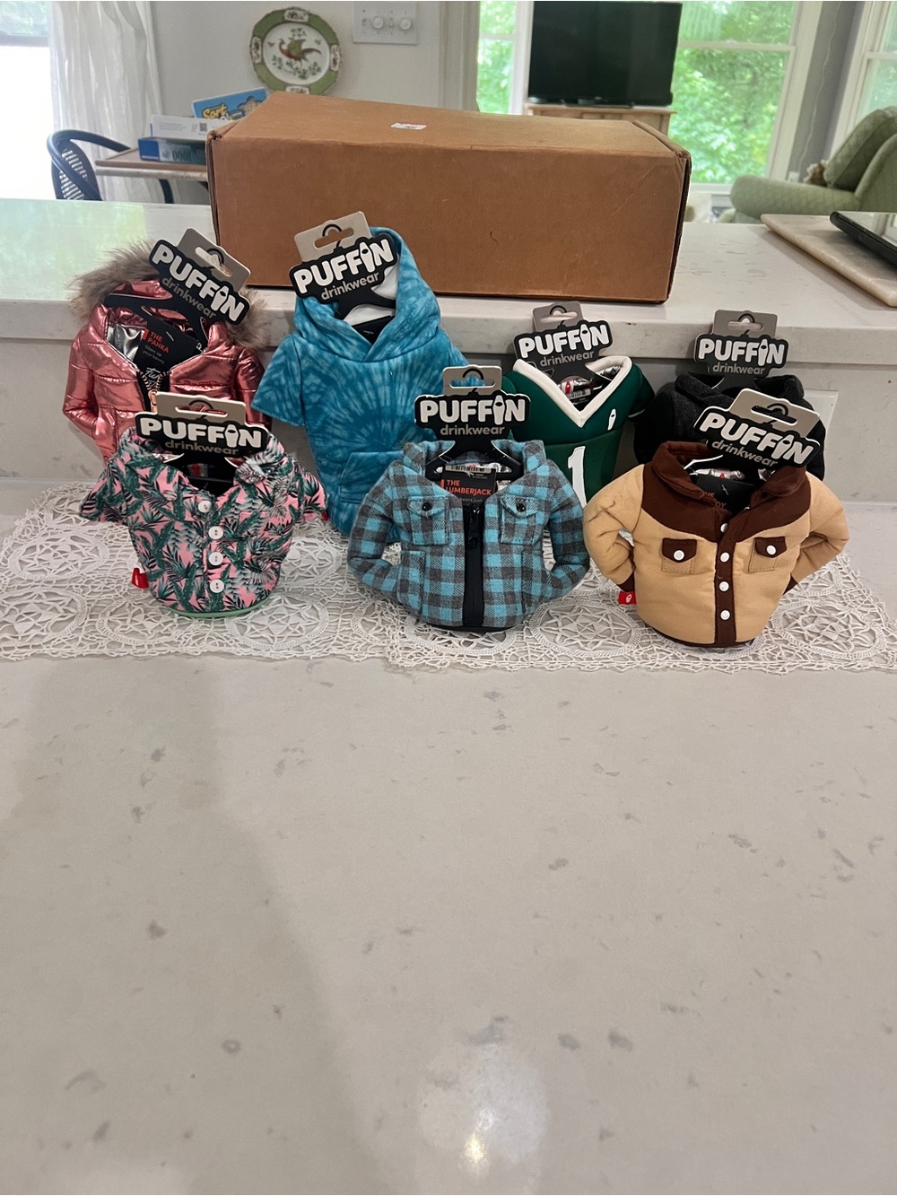 PUFFIN Drinkwear Assorted Beverage Koozies Set of 7 NWT